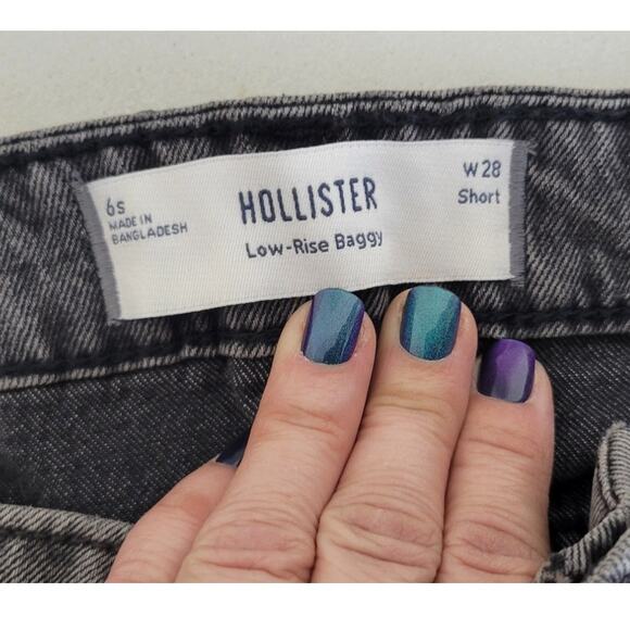 Hollister Jeans Womens 6 Short 28W Low-Rise Relaxed Baggy Jeans Faded Black NWT - Picture 7 of 8